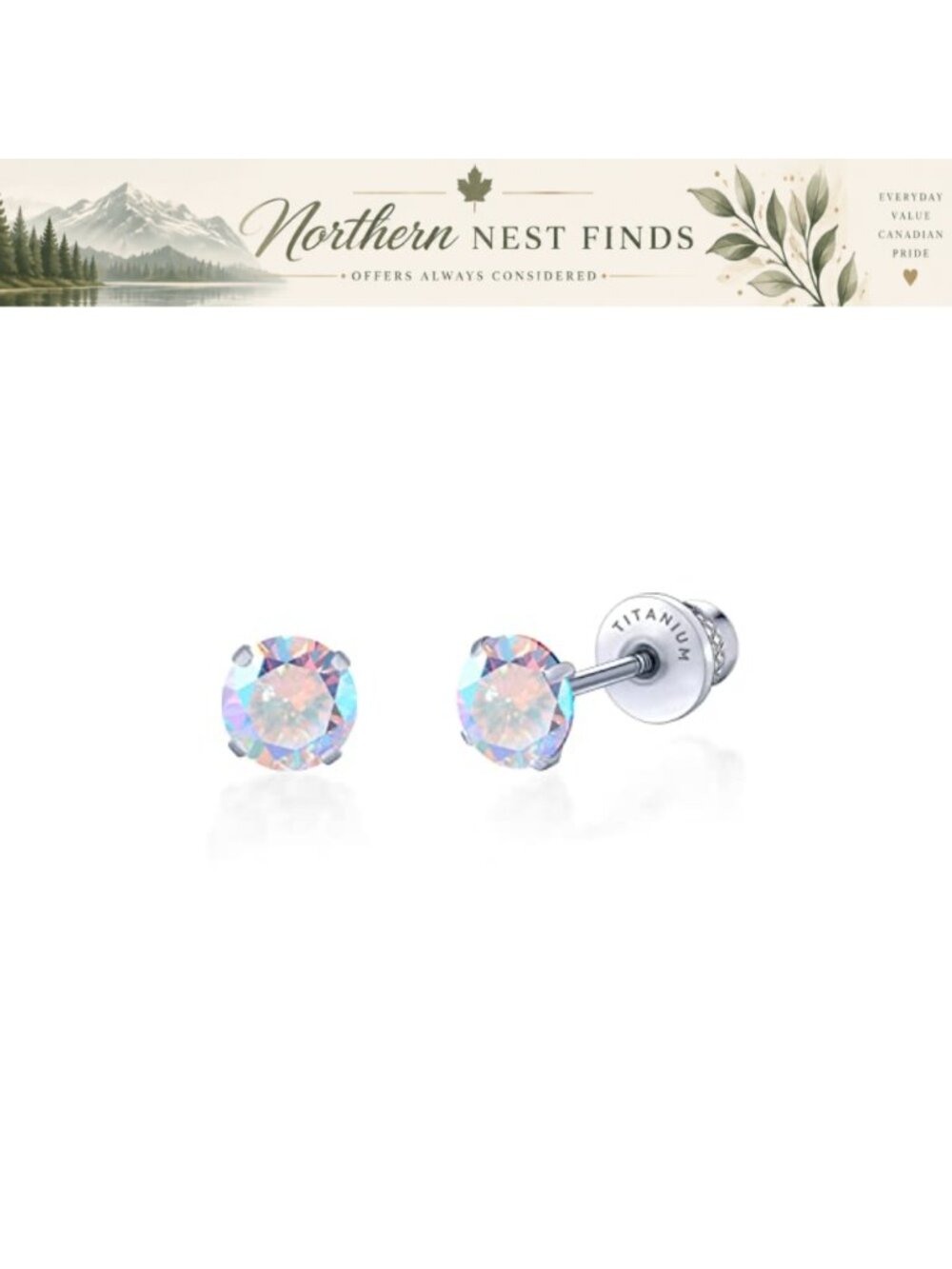 G23 Titanium Screw Back Stud Earrings Hypoallergenic Cartilage